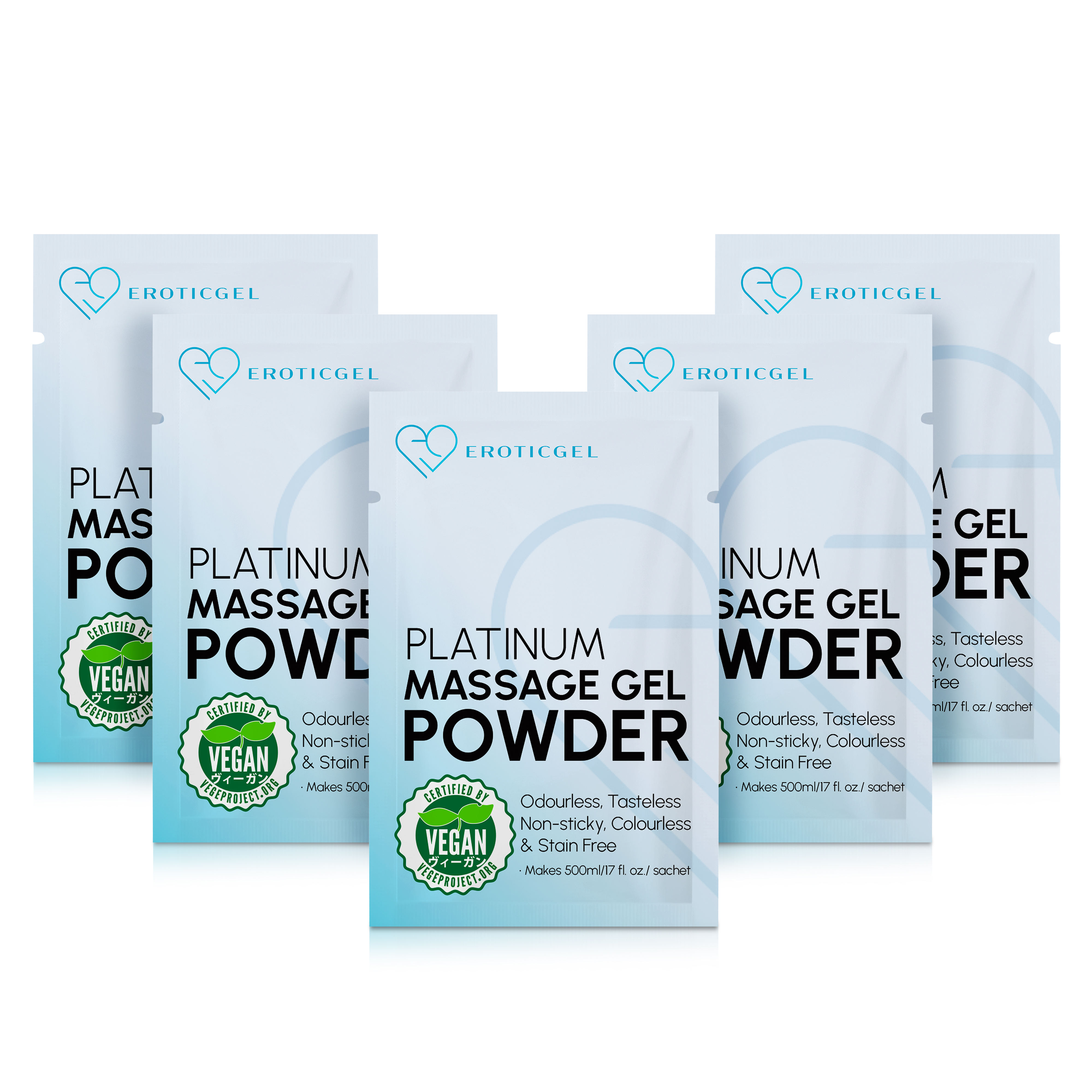 EROTICGEL «Platinum Massage Gel Powder» Travel Pack, japanisches Massagegel-Pulver aus natürlichen Inhaltsstoffen, 5x5g (15)